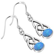 Synthetic Opal Trinity Knot Silver Earrings